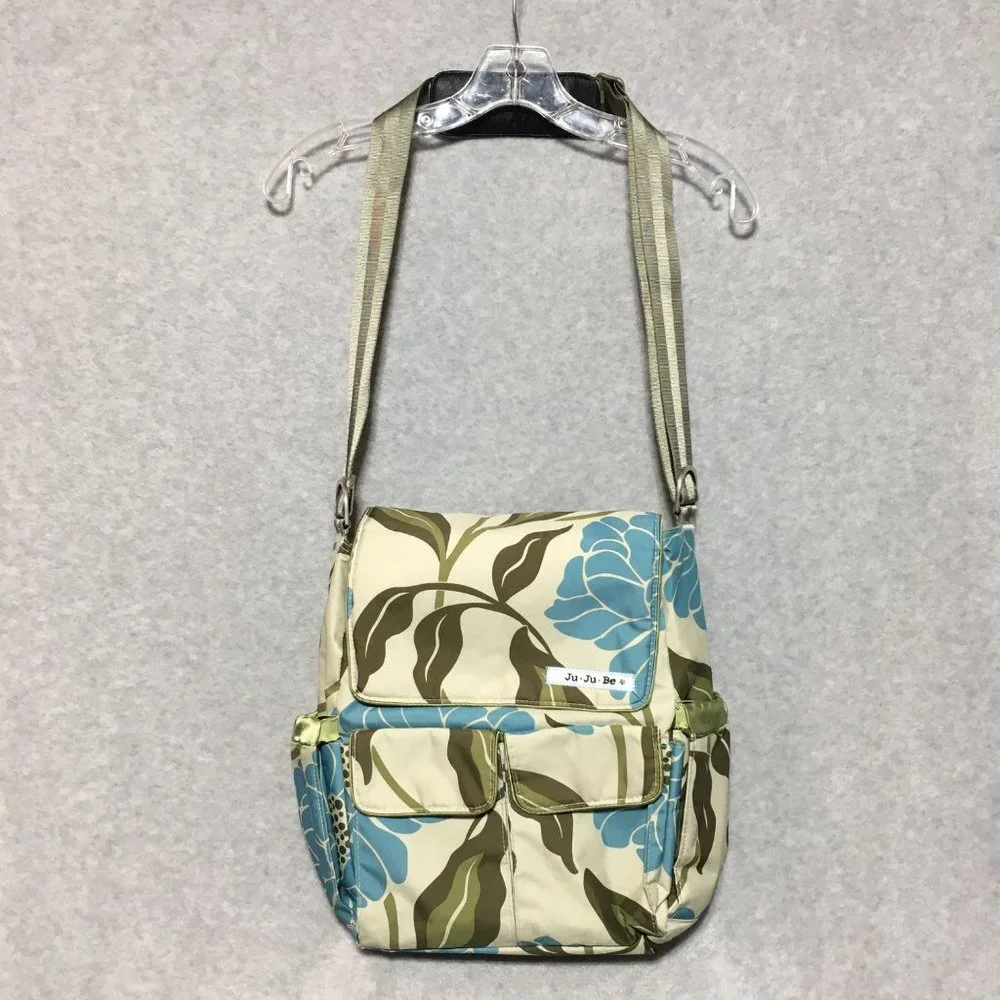 Ju Ju Be Diaper Bag Changing Pad Crossbody Strap Green Blue Marvelous Mums - Picture 2 of 14